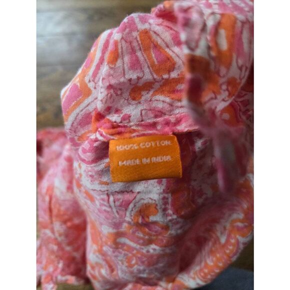 Tuckernuck Oliphant pink&orange paisley print blouse sz XL - Picture 3 of 4